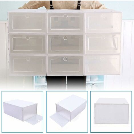 24 boîtes à chaussures, empilables, pliables, en plastique transparent, avec couvercle, pour hommes/femmes, 33 x 23 x 14 cm