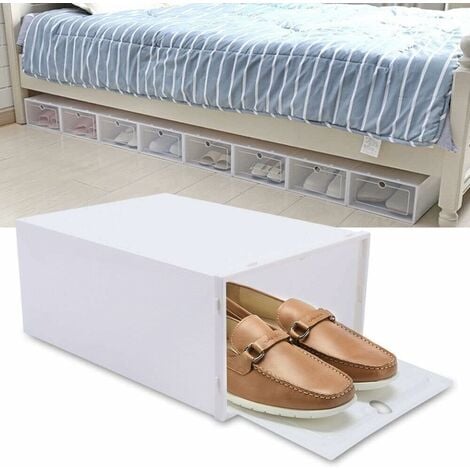 24 boîtes à chaussures, empilables, pliables, en plastique transparent, avec couvercle, pour hommes/femmes, 33 x 23 x 14 cm