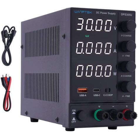 Senderpick – Alimentation de laboratoire 0-30V 0-5A 150W – Affichage LED 4 chiffres – Interface USB-A/C – Protection courts-circuits