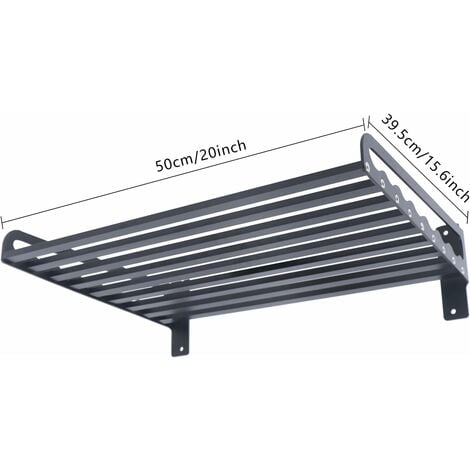 Support mural pour micro-ondes, support en aluminium pour micro-ondes, étagère pour micro-ondes pour la cuisine 50 x 39,5 cm, noir