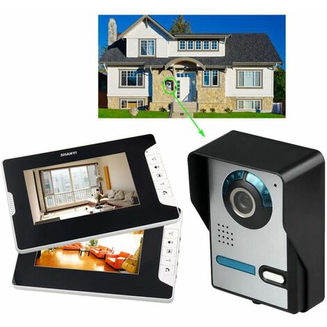 7" Interphone vidéo La Fonction de Vision Nocturne，sonnette de porte moniteur caméra bouton tactile