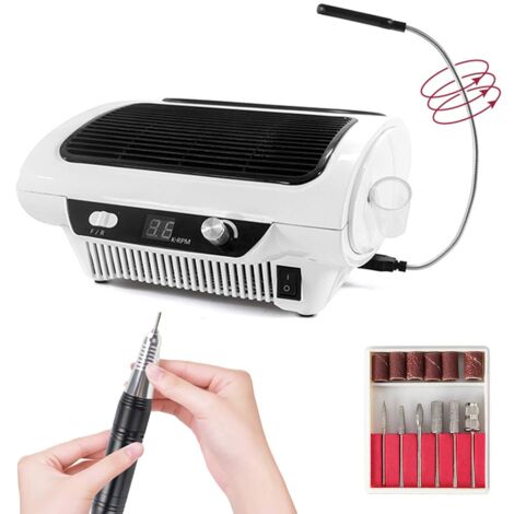 Ensemble de fraiseuse à ongles professionnel pour manucure électrique avec aspirateur à ongles et pédale pour salon de manucure, maison (1/5)