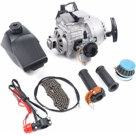 Kit moteur 2 temps 49cc à démarrage par traction pour Mini Pocket Dirt Bike Scooter ATV,Moteur à démarrage par traction monocylindre,Kit boîte de vitesse marche avant/arrière pour Go Kart (1/5)