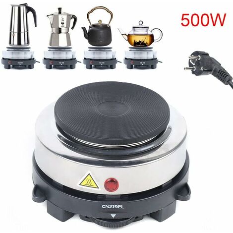 Mini-Tableau de cuisson électrique en acier inoxydable avec poignée anti-brûlure à quatre oreilles 6 niveaux de vitesse pour le camping Réchaud portable 500 W