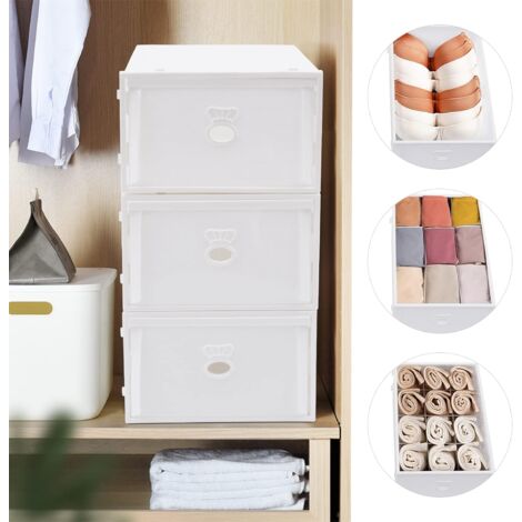 Lot de 3 tiroirs de rangement pour vêtements - Boîtes de rangement Tiroirs de rangement pliables Rangement et paniers de rangement pour armoire Chambre à coucher Dortoir