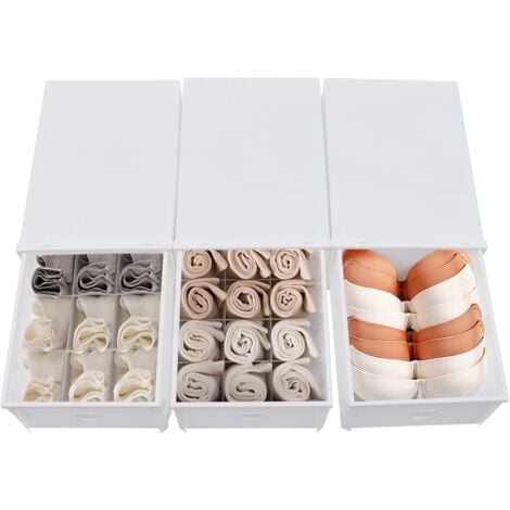Lot de 3 tiroirs de rangement pour vêtements - Boîtes de rangement Tiroirs de rangement pliables Rangement et paniers de rangement pour armoire Chambre à coucher Dortoir