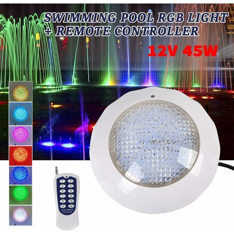 Senderpick – Éclairage de piscine LED RGB 45W AC 12V – Étanche IP68 – Télécommande incluse – 3000 lumens – Installation facile en milieu aquatique
