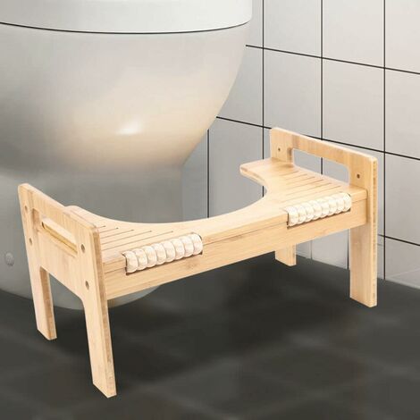 Tabouret de toilette en bois - Repose-pieds avec hauteur réglable - En bambou - Antidérapant - Pour la prévention des hémorroïdes et de la constipation (1/5)