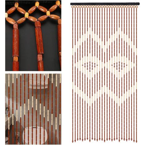 Senderpick – Rideau de porte en perles de bois 27 lignes – Dimensions 90 cm x 175 cm – Style classique chinois – Décoration intérieure