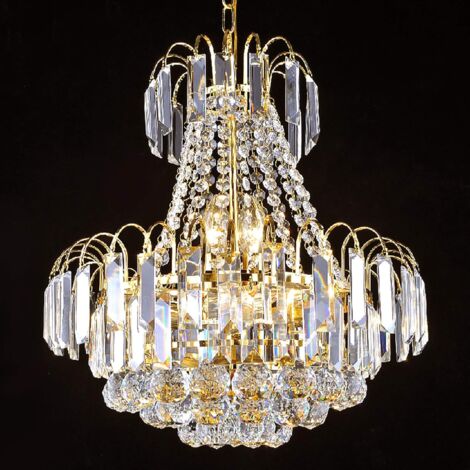 Chandelier moderne en cristal K9, lampe pendante LED Chandelier en cristal K9 Magnifique plafonnier en cristal pour entrée, salon, chambre à coucher, salle à manger, hôtel [Classe énergétique A++]. (1/5)