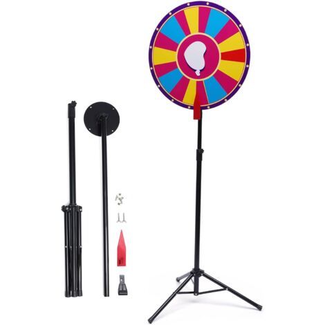 60 cm Roue de la chance Jouet Roue de couleur Jeux Hauteur réglable 100-180 cm 18 cases Roue de prix colorée Roue de la chance avec trépied en métal pour jeu de loto Roue de la fortune pour tourner (1/5)
