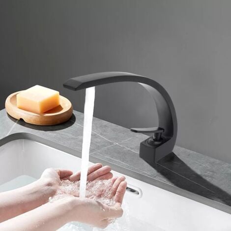 Robinet de lavabo noir robinet de lavabo de salle de bain chromé robinet moderne à levier unique robinet en céramique de salle de bain