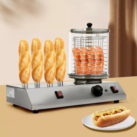Machine à Hot-Dog Livoo - Cuiseur Vapeur 6 Saucisses + Chauffe-Pains - 340W - Rouge