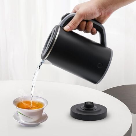 Mini Bouilloire 800 ml, Bouilloire de Voyage Portable, Petite Bouilloire de Voyage, 5 minutes d'ébullition rapide, Mini Bouilloire de Camping, Bouilloire Electrique, Acier Inoxydable (Noir)