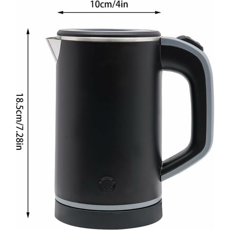Mini Bouilloire 800 ml, Bouilloire de Voyage Portable, Petite Bouilloire de Voyage, 5 minutes d'ébullition rapide, Mini Bouilloire de Camping, Bouilloire Electrique, Acier Inoxydable (Noir)