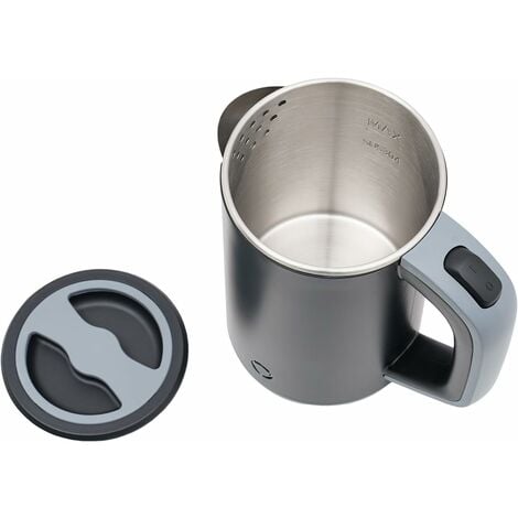 Mini Bouilloire 800 ml, Bouilloire de Voyage Portable, Petite Bouilloire de Voyage, 5 minutes d'ébullition rapide, Mini Bouilloire de Camping, Bouilloire Electrique, Acier Inoxydable (Noir)