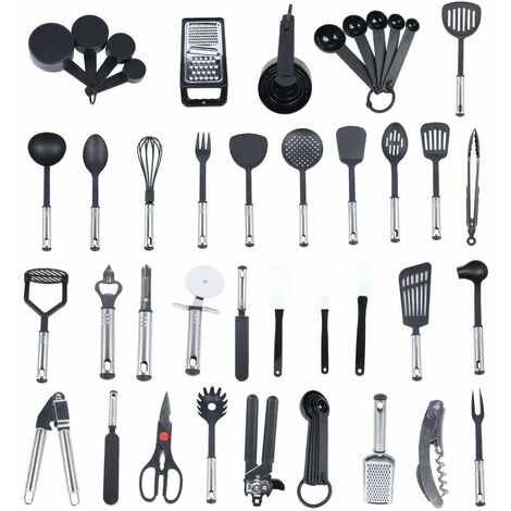 Lot de 40 ustensiles de cuisine en silicone Noir (1/5)