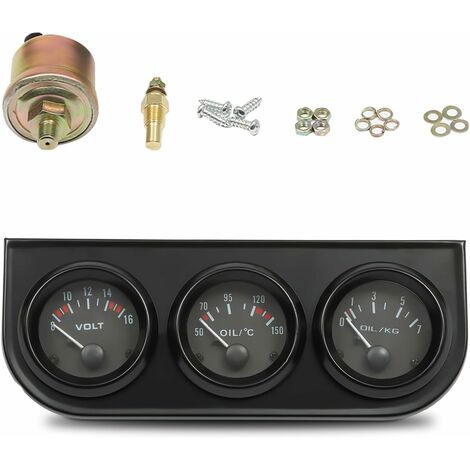Instruments supplémentaires 3 en 1 52 mm Jauge de température d'huile Jauge de pression d'huile Voltmètre Compteur (1/5)