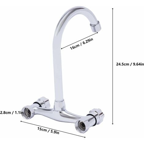 Robinet de cuisine à deux poignées Robinet mitigeur mural Mesisng Robinet mitigeur d'évier de cuisine pivotant sur 360°.