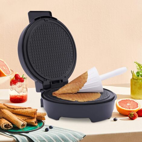 Senderpick – Gaufrier à écureuil pour gaufres fines – Moule à crème glacée et cône pour croissants inclus – 1000 W – Plaque de 20 cm antiadhésive