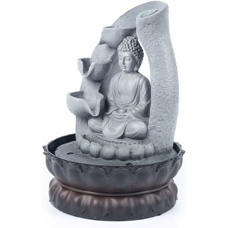 Fontaine Bouddha Lumineuse LED - Fontaine Intérieure Feng Shui Décorative En Résine