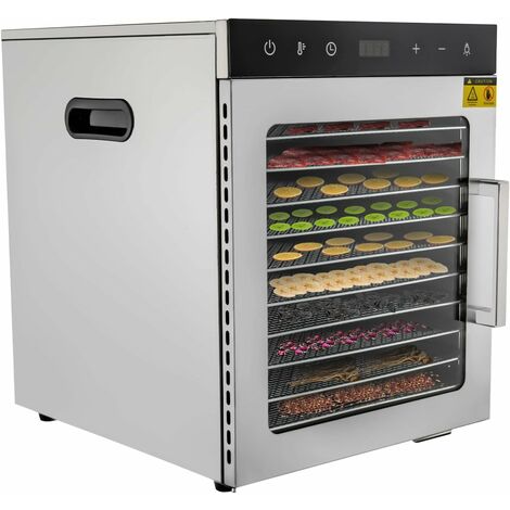 Déshydrateur de fruits à 10 étages, déshydrateur alimentaire 800W, minuterie numérique de 24 heures, déshydrateur en acier inoxydable avec température réglable de 30 à 90°C, déshydrateur alimentaire é (1/5)