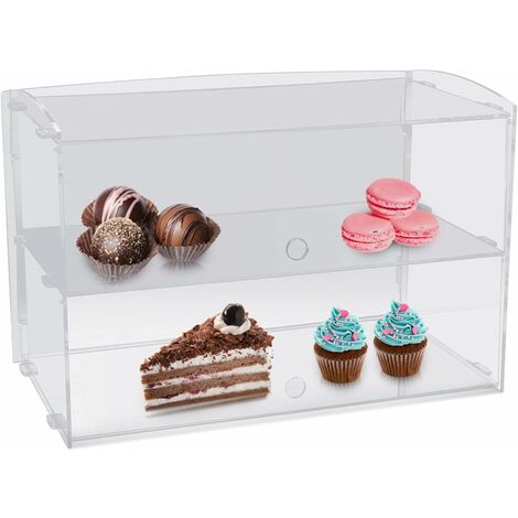Vitrine en acrylique pour pâtisseries, vitrine à 2 étages pour cupcakes et pâtisseries, vitrine de comptoir pour pâtisseries et beignets pour les ménages, les boulangeries, les restaurants et les pâti (1/5)