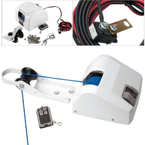 Guindeau Électrique 45 Lbs 12V Pour Bateau - Treuil Ancre Avec Télécommande Sans Fil Et Corde 30.5m - Idéal Jusqu'à 7.3m