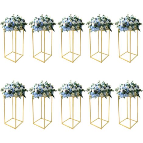 Lot de 4 vases en métal doré pour centre de table - 60 cm de haut