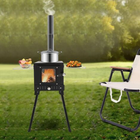Réchaud à bois de camping, petit réchaud de tente, petit réchaud à bois, réchaud de camping, réchaud à bois portable pour le camping, réchaud de tente extérieur, réchaud de camping avec tuyaux de chem