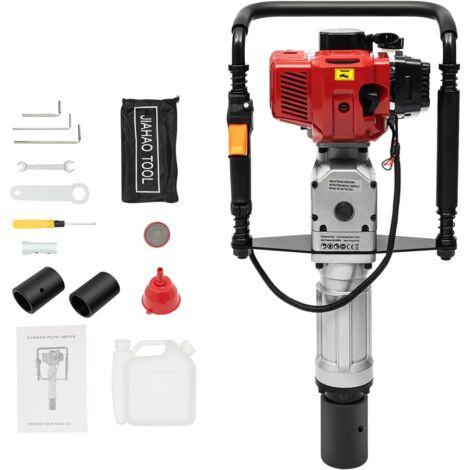 Senderpick – Marteau piqueur à essence 52CC – Moteur 1900W – Vitesse d'impact 6500RPM – 2 têtes d'enfoncement pour T-Posts et Y-Posts – Poids 20.95kg