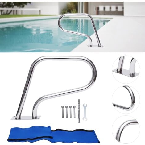 Main courante de piscine en acier inoxydable avec une capacité de charge de 120 kg, main courante de piscine, main courante avec poignée de protection, idéale pour les piscines, spas et parcs aquatiqu