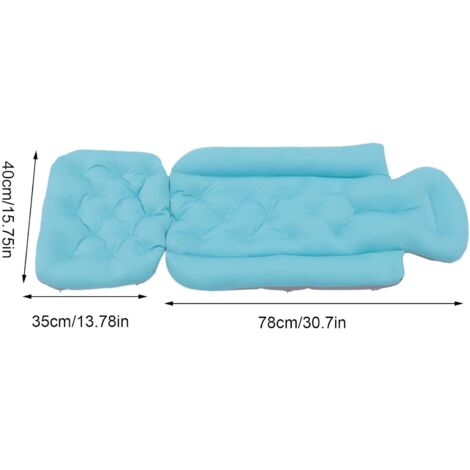 Coussin De Bain Pour Tout Le Corps - 78 X 35 Cm - Support Tête, Nuque, Jambes - Bleu, Lavable, Confortable