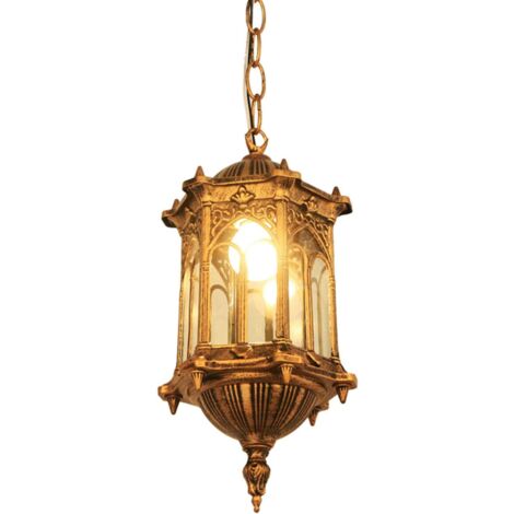 Senderpick – Plafonnier d'extérieur étanche en aluminium et verre – Lanterne vintage bronze – Culot E27 – Pour villa, patio, jardin, porche (1/5)