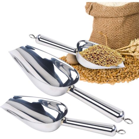 Cuillère à glace Set de 3 cuillères à farine en acier inoxydable Cuillère à nourriture Cuillère à peser Cuillère à remplir - 5/8/10 onces pour la cuisine, le bar, le buffet, la fête, le jardin (1/5)