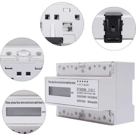 Compteur D'énergie électrique 3 Phases 4 Fils - Wattmètre Pour Rail DIN - Neuf