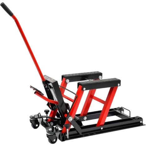 Levier de moto - Avec amortisseur hydraulique - Pour moto cross - Avec amortisseur - Support de montage hydraulique - Professionnel - Cric rouge - Noir - Charge maximale : 680 kg (1/5)