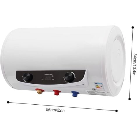 Chauffe-eau électrique de 50 litres 2000 W Puissance calorifique Chauffe-eau accumulateur Protection contre les fuites Rideaux muraux horizontaux équipés 25-75 °C Bouilloire [Classe énergétique B]