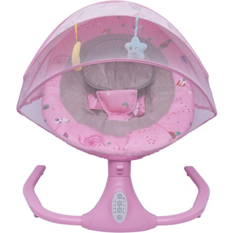Berceuse électrique pour bébé rose Siège balançoire électrique pour bébé Hauteur réglable Berceuse électrique pour bébé d'intérieur avec 4 hauteurs de balancement Musique, Bluetooth