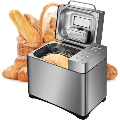Senderpick – Machine à pain 650 W en acier inoxydable – Automatique avec minuterie 15h – 19 programmes – Capacité 1 kg – Fonction maintien au chaud