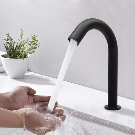 Senderpick – Robinet automatique infrarouge noir mat – Installation facile – Acier inoxydable durable – Économie d'eau – Détection automatique sans contact