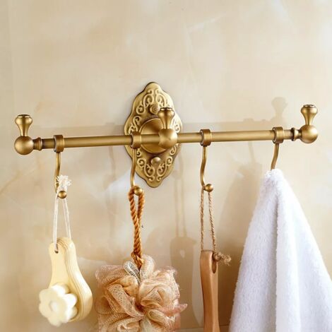 Porte-Serviettes Mural En Laiton Antique Aigid - Support Unipolaire Anneau Serviette Salle De Bain - Style Rétro