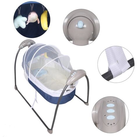 Lit Bébé Électrique 5 Vitesses Avec Bluetooth Et Moustiquaire - Transat 0-18 Mois, Charge 25 Kg, Kaki