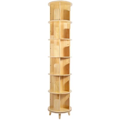 Senderpick – Étagère rotative en bois de pin – 6 niveaux cylindriques – Capacité de charge 50 kg par étagère – Finition soignée et design minimaliste (1/5)
