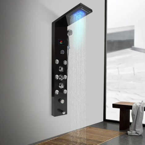 Ensemble de Robinetterie de Douche, Système de Douche 3 Fonctions, Pommeau Haut à Effet Pluie