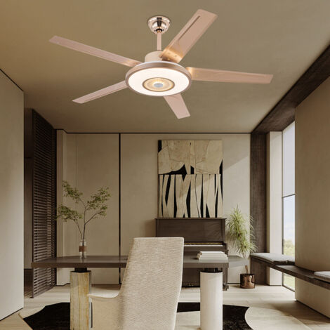 Senderpick – Ventilateur de plafond 52in avec télécommande – 5 pales – Éclairage LED 72W – Couleur de lumière blanche, neutre, chaude – Pour salon et bureau (1/5)