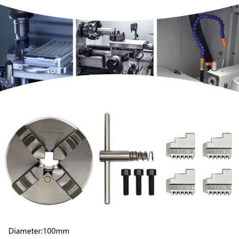 Mandrin à 4 griffes à centrage automatique Bride Fixe Pour Tour 100mm (1/5)