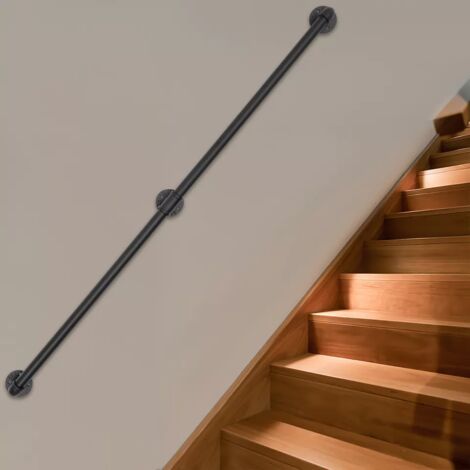 pour In/Outdoor Black Modern Handrail 5ft Stair Railing Main courante Wall-mounted (1/5)