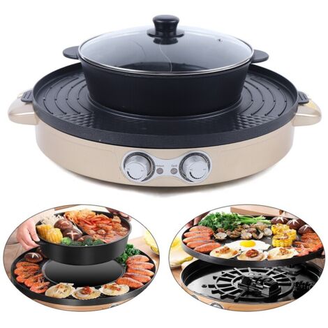 2200W Electrique Gril multifonctions Hot Pot Beef Poêle BBQ Pizza Party Anniversaire 2IN1 (1/5)