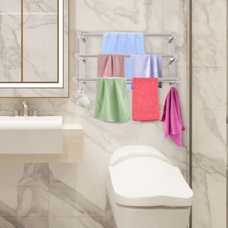 Porte-serviettes à 3 niveaux Porte-serviettes extensible en acier inoxydable Porte-serviettes de bain (1/5)